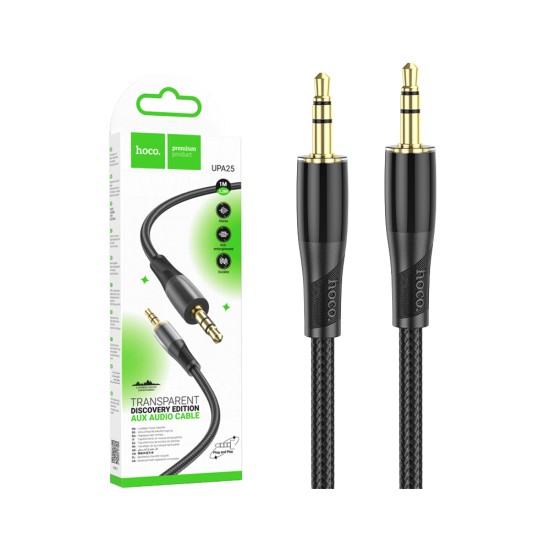 Hoco UPA25 Audio Cable Transparent Discovery Edition 3.5mm 1m Black